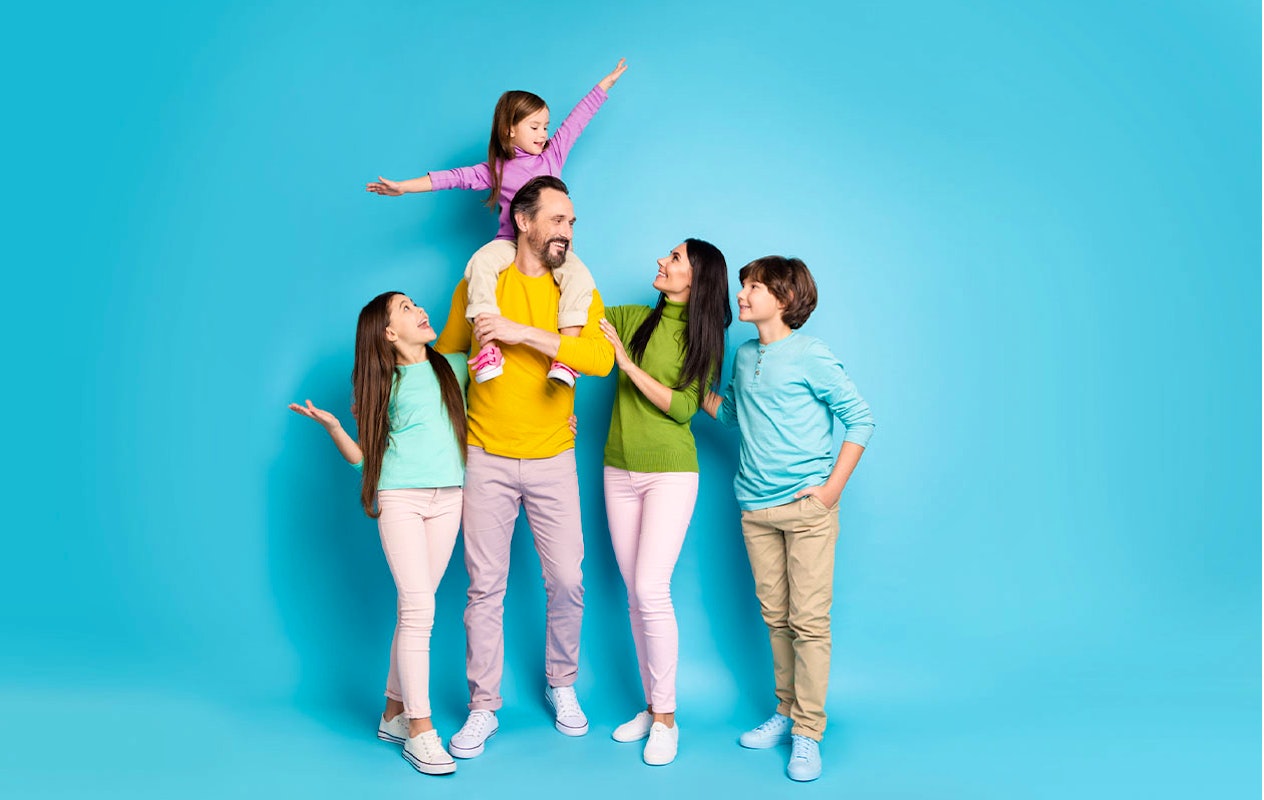 Groepsfotoshoot bij een fotostudio naar keuze