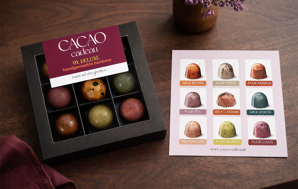 Doos deluxe handgemaakte bonbons (9 stuks)