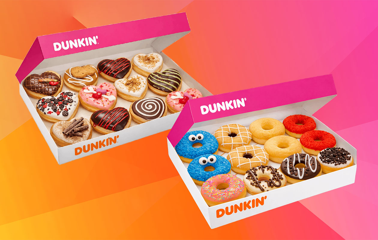 Dunkin' Standaard of Valentijn Box - 12 donuts in één box!