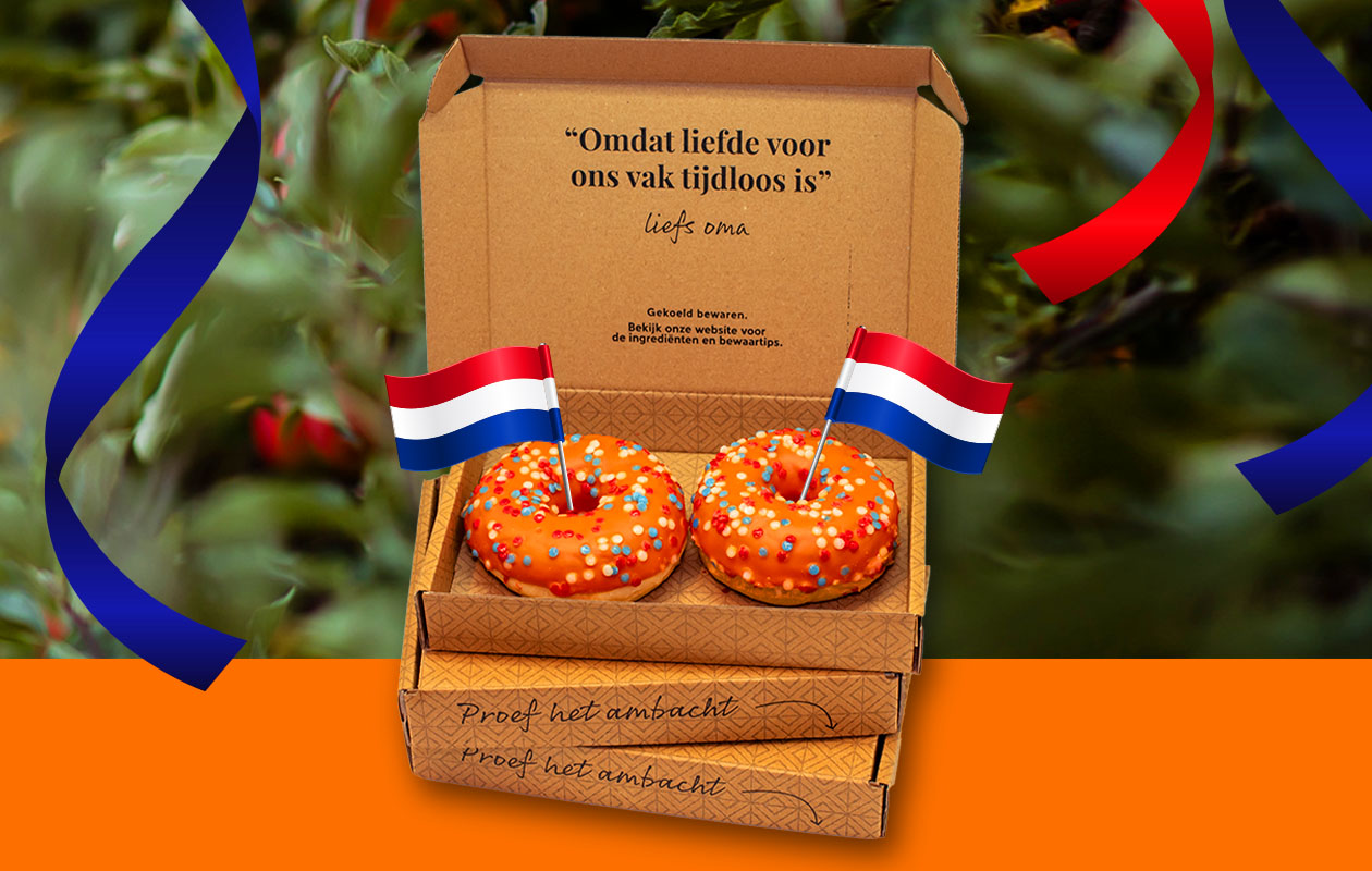 Koningsdag Donuts (4 stuks) thuisbezorgd