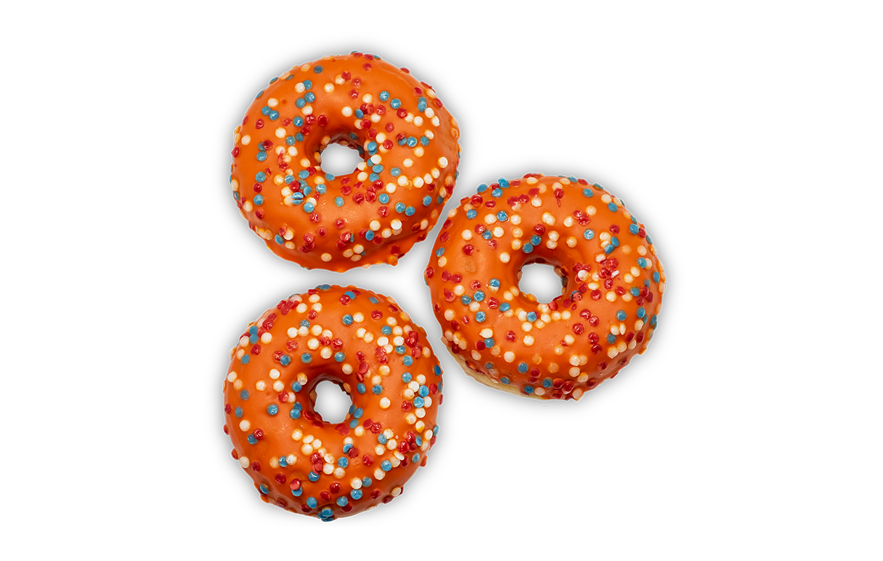 Koningsdag Donuts (4 stuks) thuisbezorgd