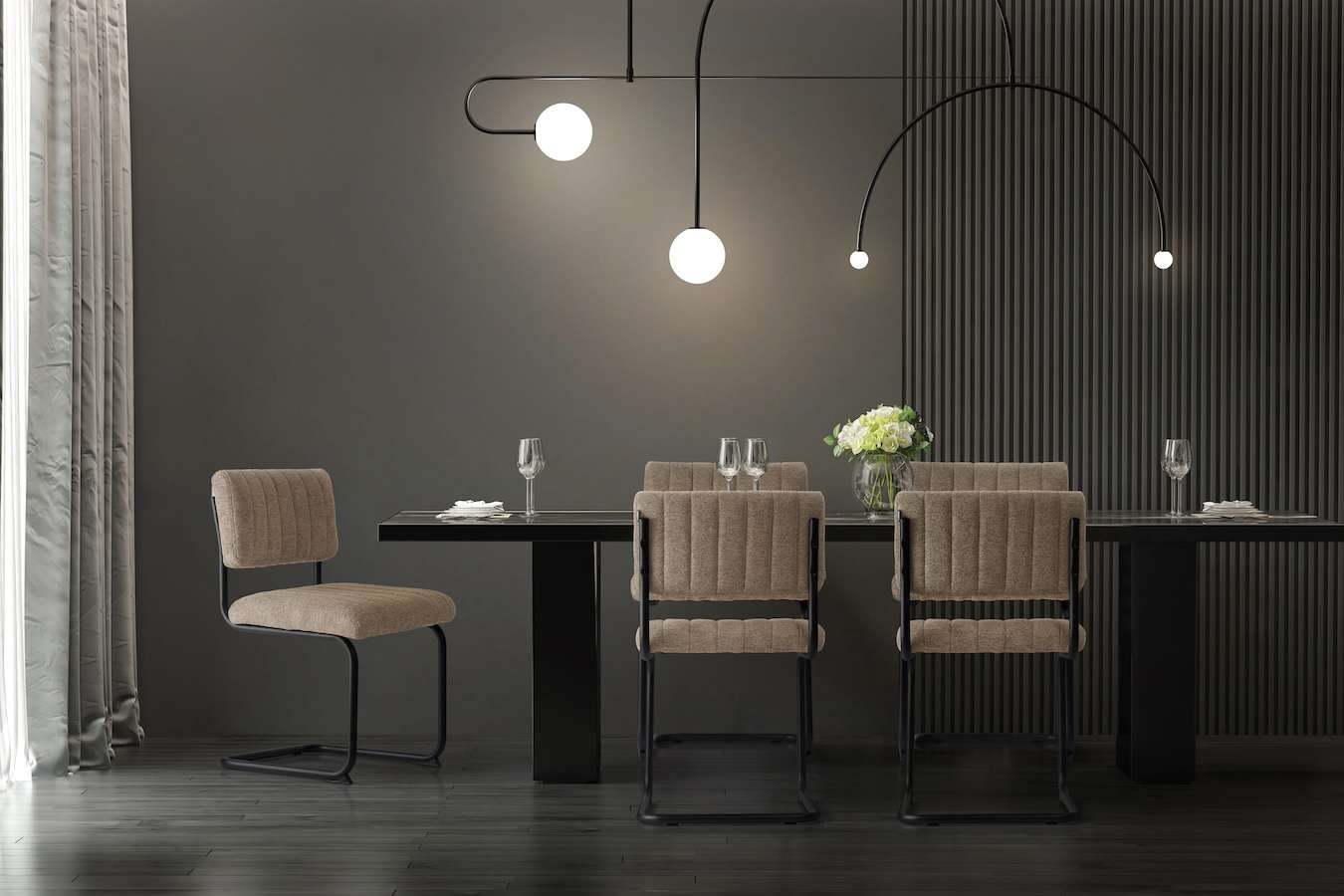 2 Luxe Taupe Ribbon stoelen van Feel Furniture