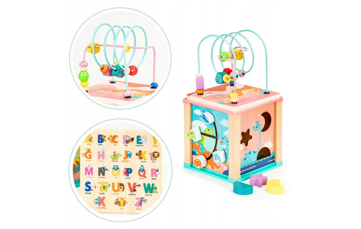 Houten Educatieve Kubus – Activiteitenspeelblok