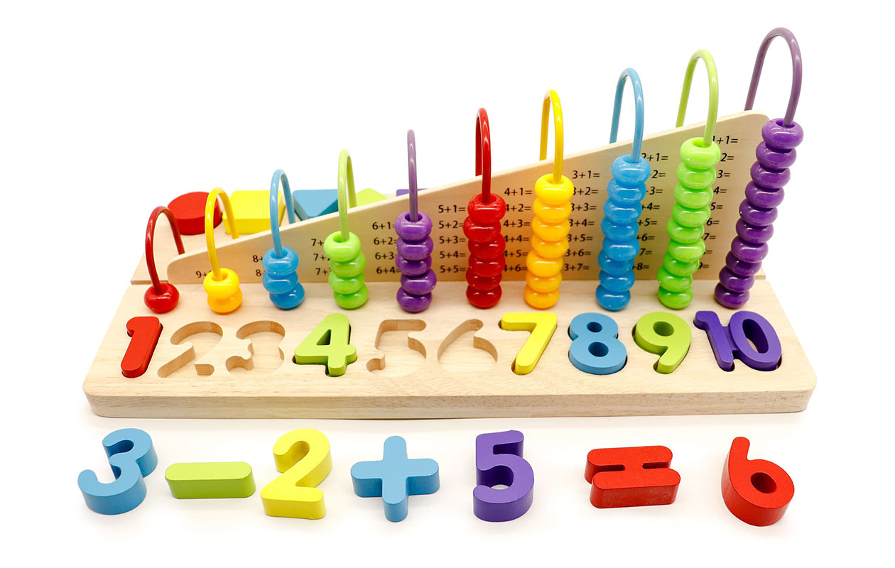 Houten Telraam met Cijfer- en Vormblokken