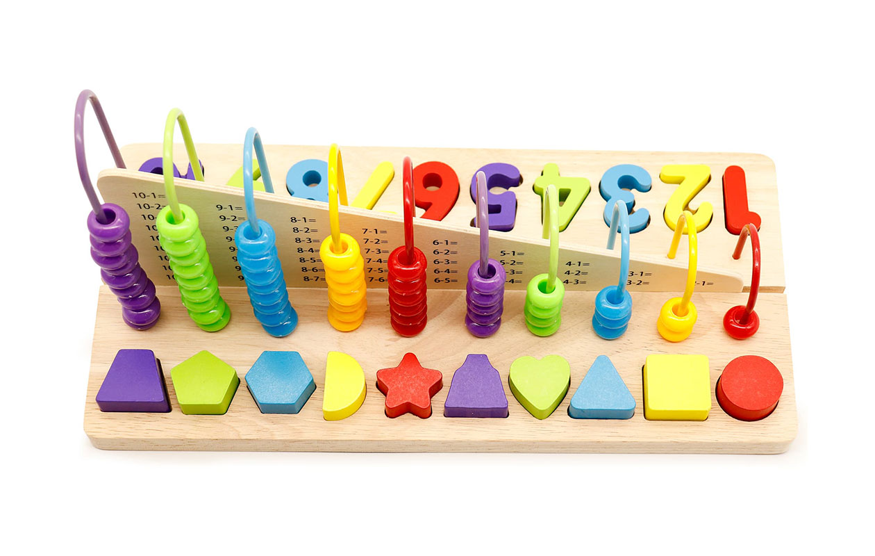 Houten Telraam met Cijfer- en Vormblokken