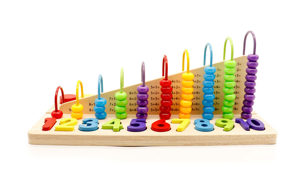 Houten Telraam met Cijfer- en Vormblokken