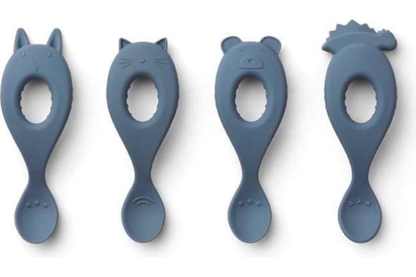 Liewood Liva Siliconen Lepel – Wave Blue (4 stuks)