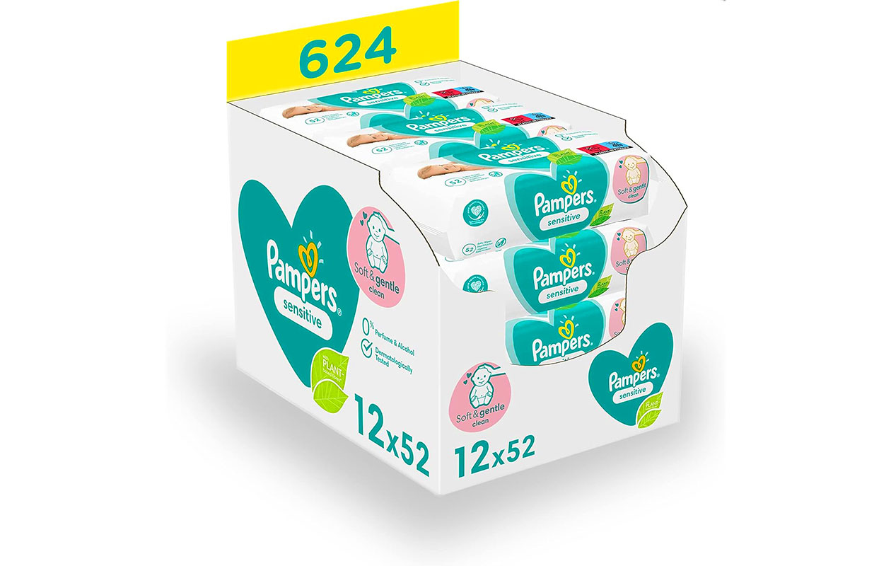 Pampers babydoekjes sensitief (12x52 stuks)