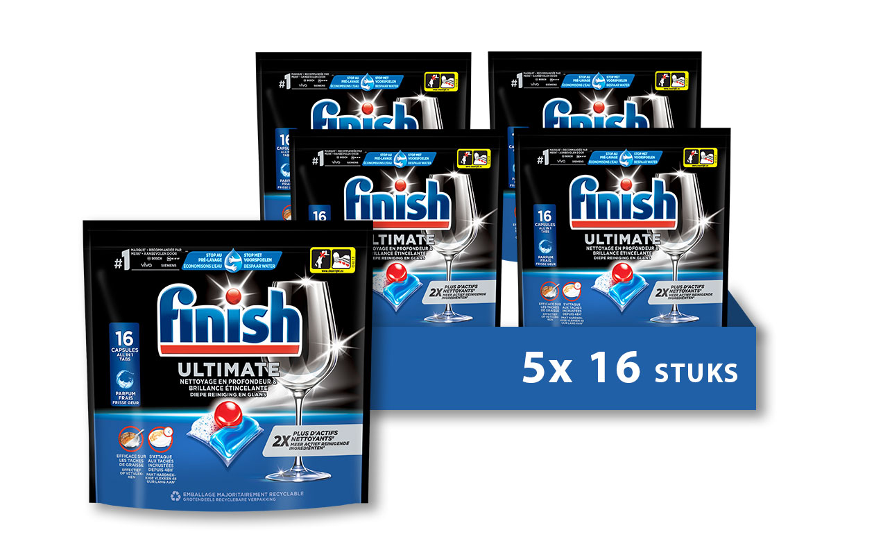 Finish Ultimate All in 1 Fresh Tablettes Lave-Vaisselle – 5 x 16 pcs