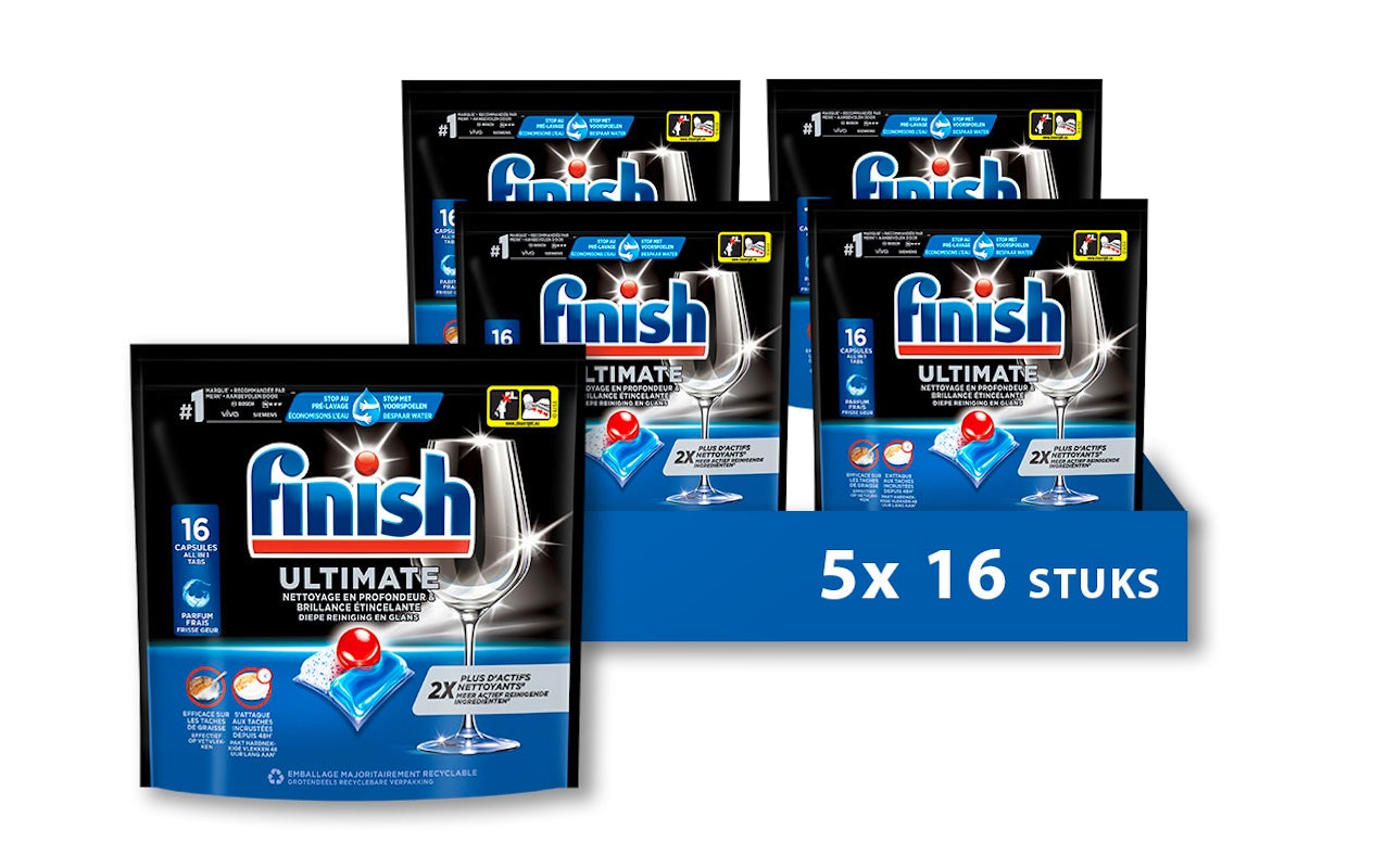 Finish Ultimate All in 1 Fresh Tablettes Lave-Vaisselle – 5 x 16 pcs