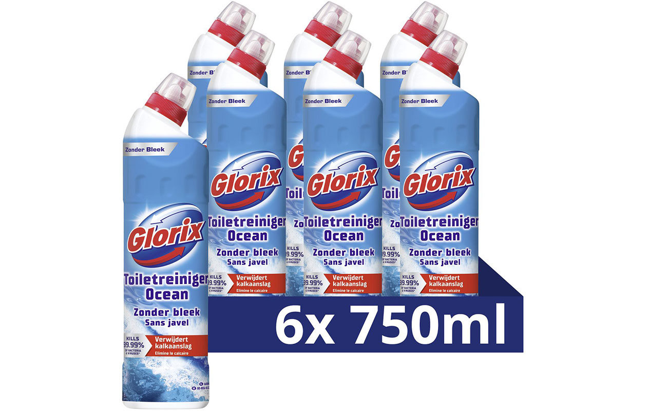 Glorix Toiletgel - Ocean Zonder Bleek 750 ml - 6 stuks