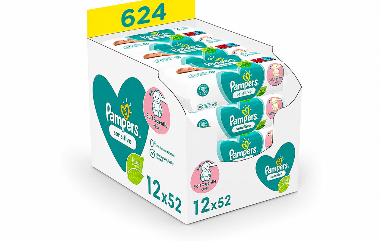Pampers Sensitive Babydoekjes – (12× 52 stuks)