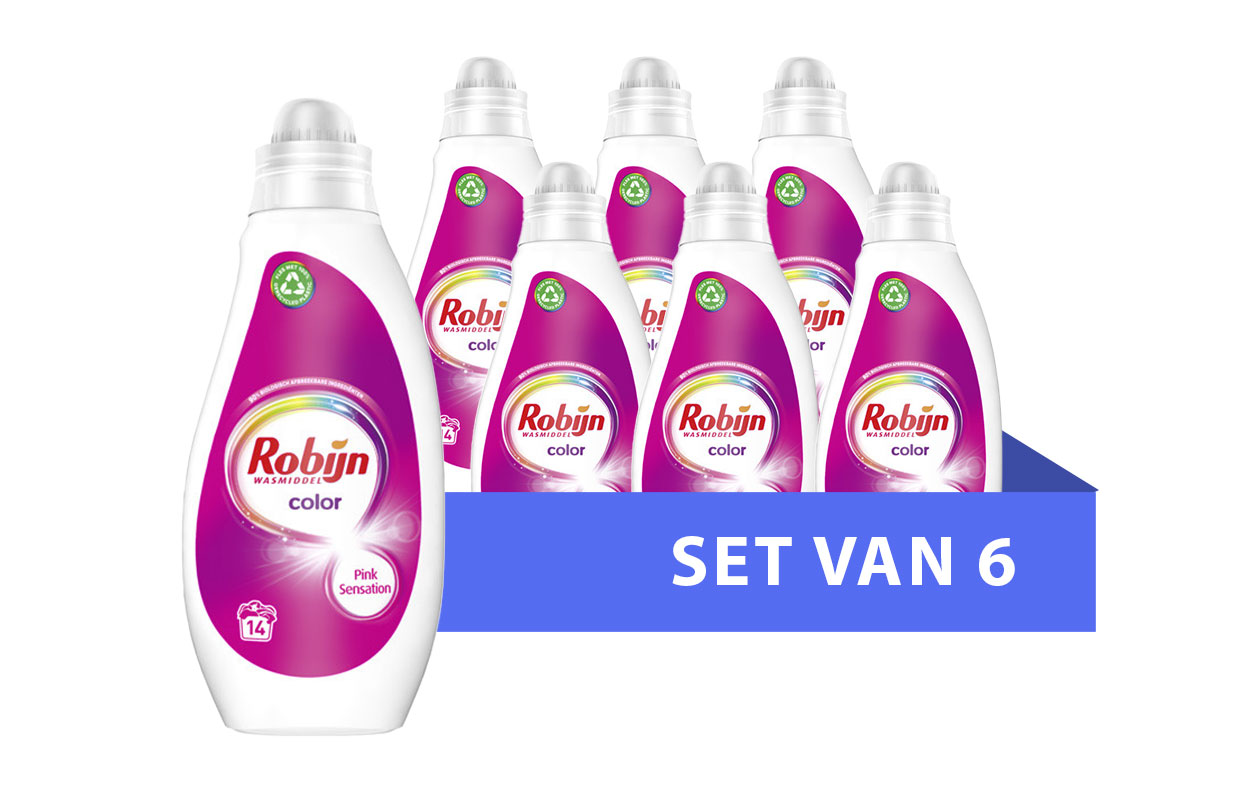 Robijn vloeibaar wasmiddel Color Pink Sensation (6x700ml)
