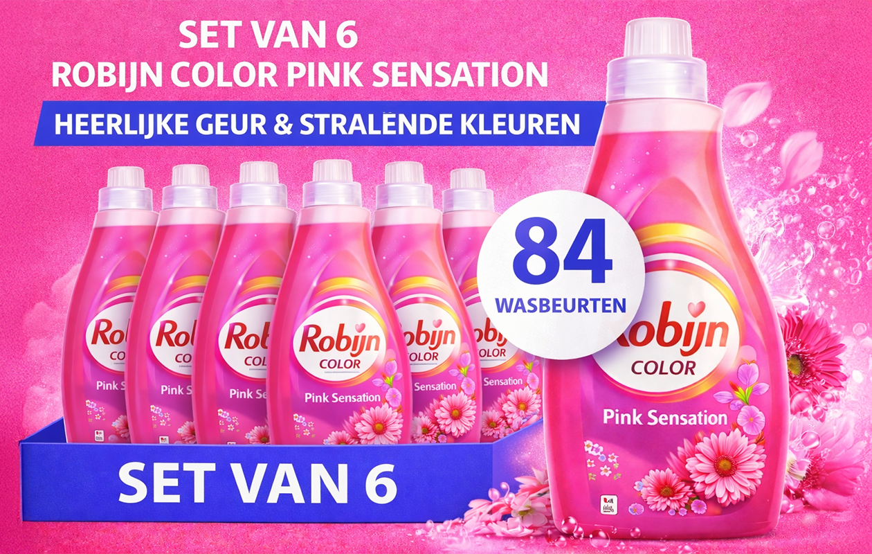 Robijn vloeibaar wasmiddel Color Pink Sensation (6x700ml)