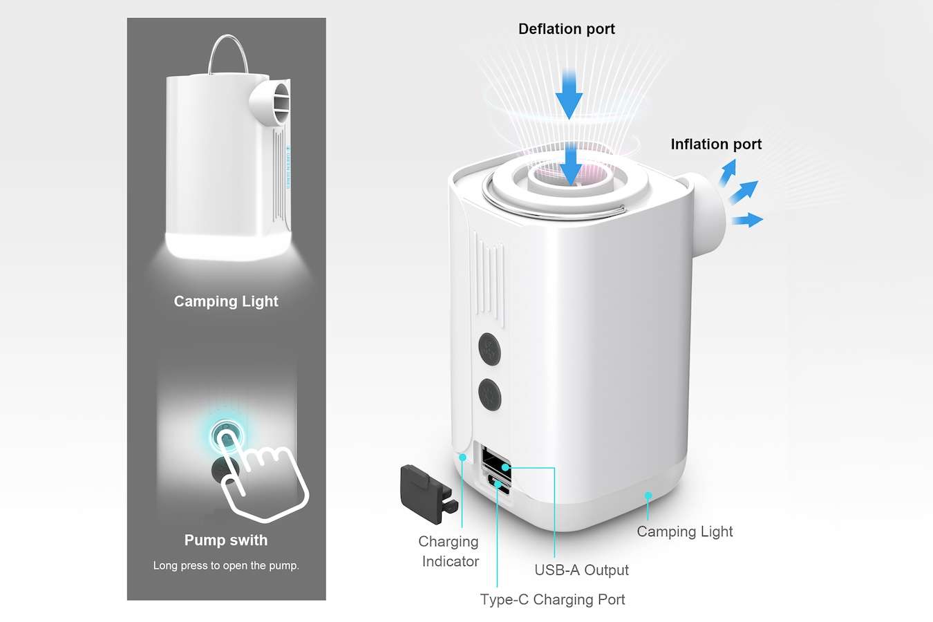 Compacte draadloze luchtpomp 