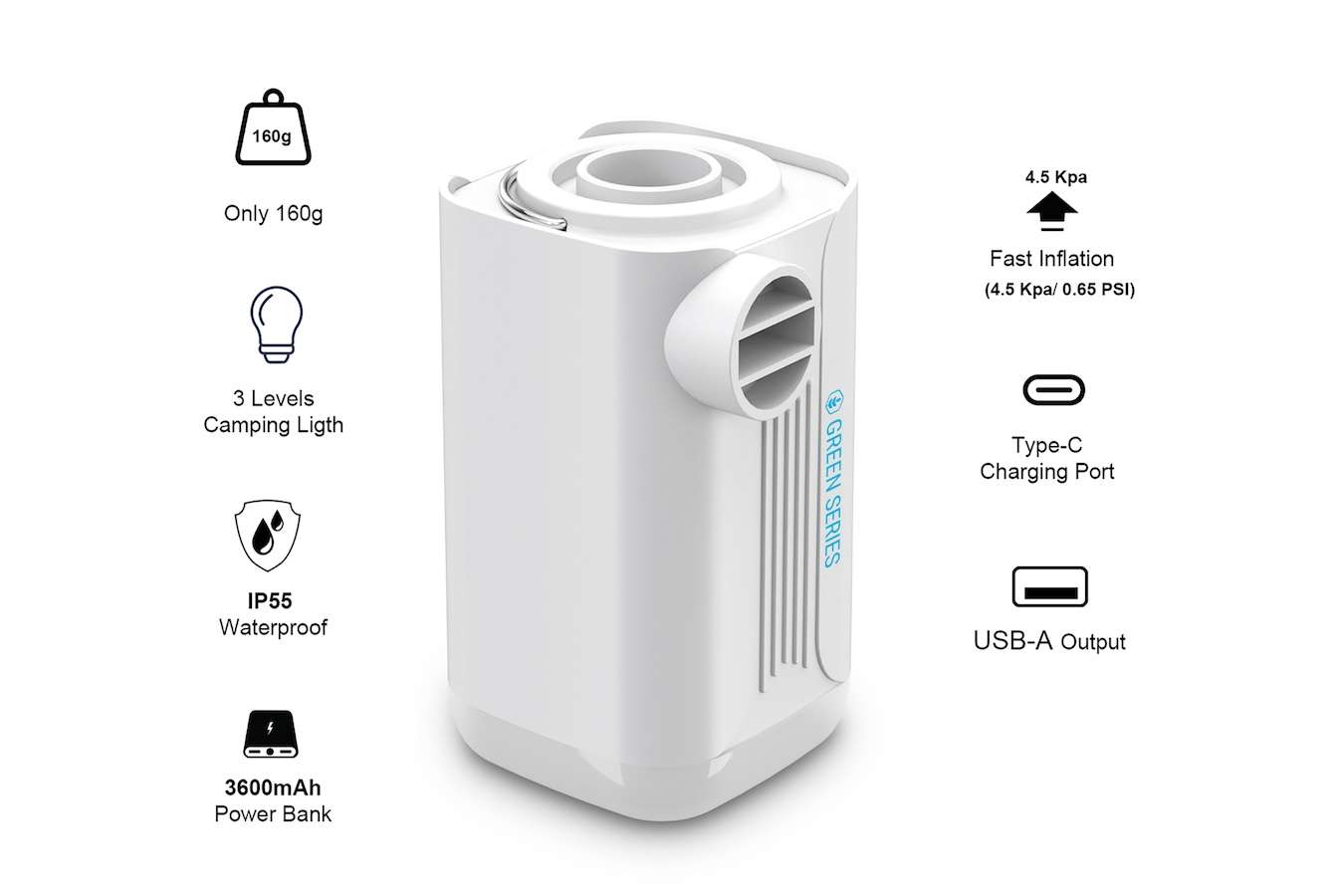 Compacte draadloze luchtpomp 
