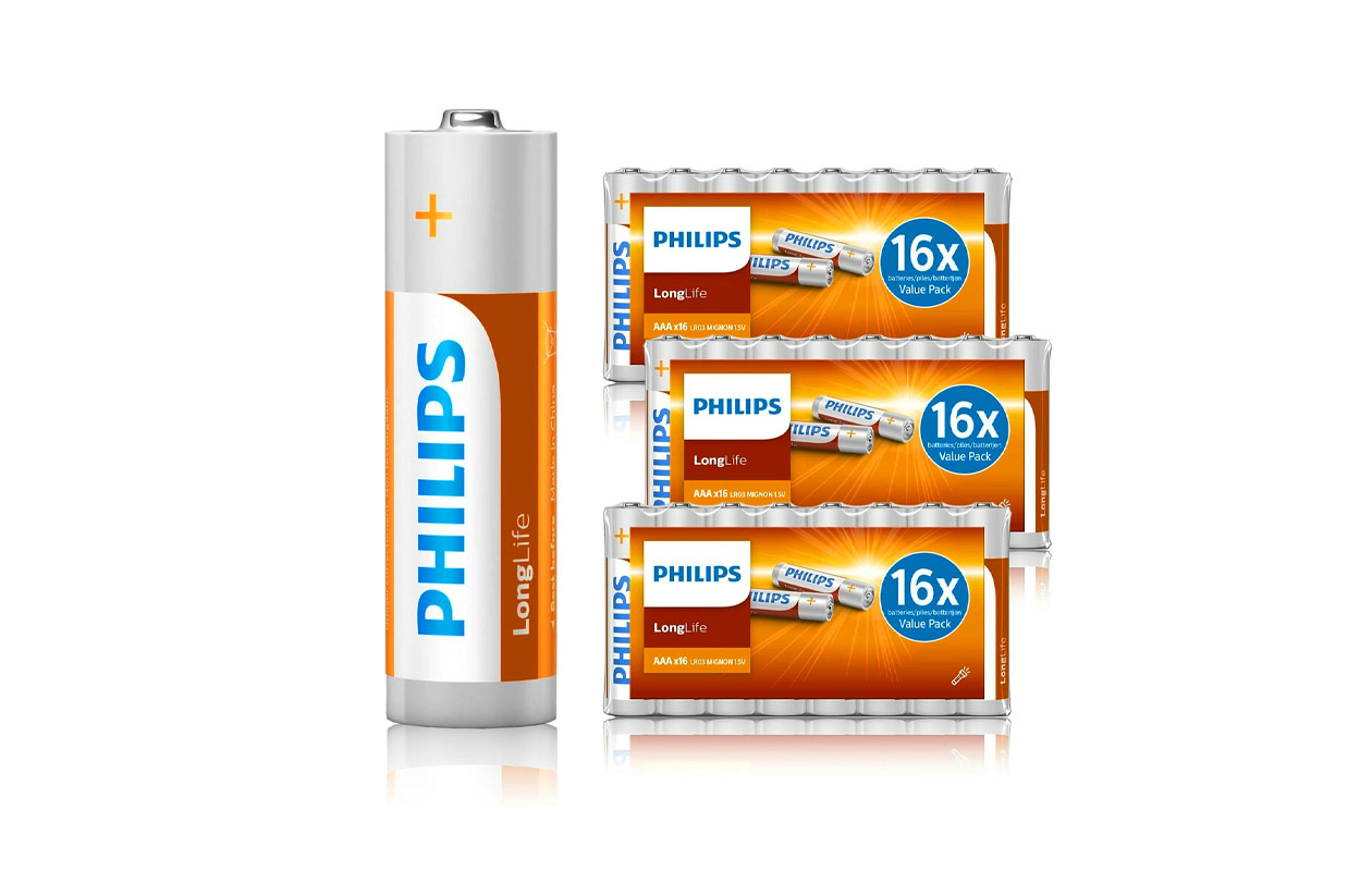 64 stuks AA Philips Longlife batterijen