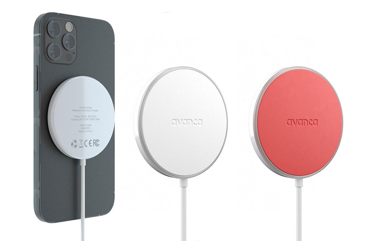 AVANCA draadloze magnetische oplader set (2-pack, wit & roze)