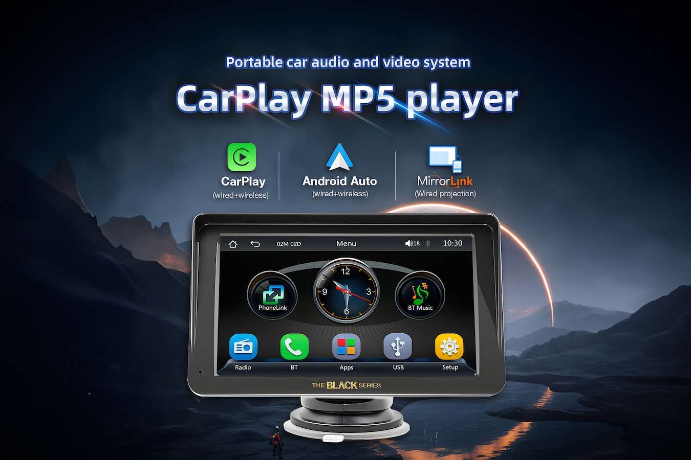 Black series - Autoscherm met touchscreen en achteruitkijk camera 