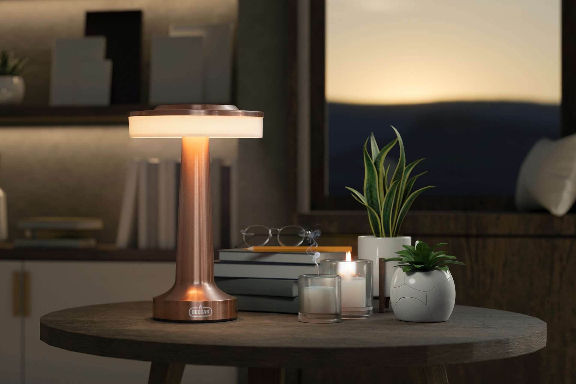 Buccan dumbbell tafellamp Nova rosegoud