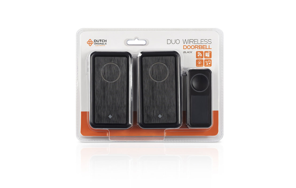 Draadloze Deurbel met 2 ontvangers - Zwart