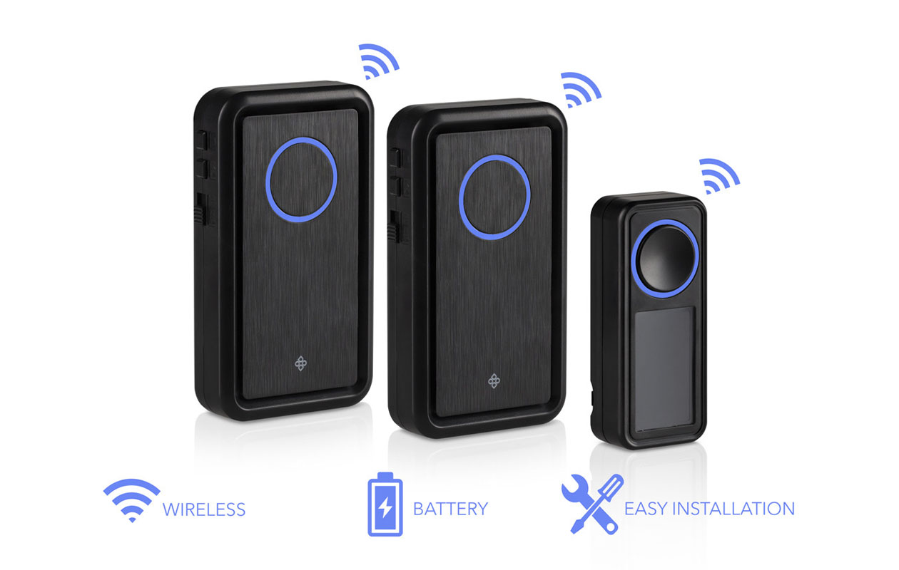 Draadloze Deurbel met 2 ontvangers - Zwart