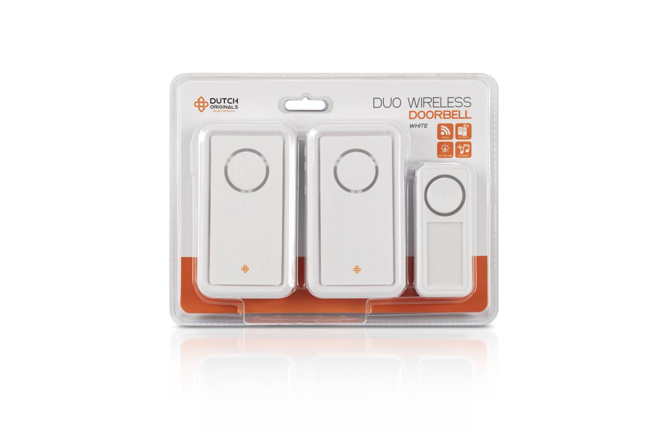 Draadloze Deurbel met 2 ontvangers wit