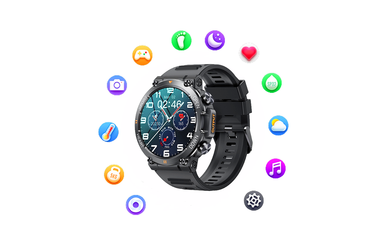 Dutch Wanted Indestructible Stoere Zwarte Smartwatch