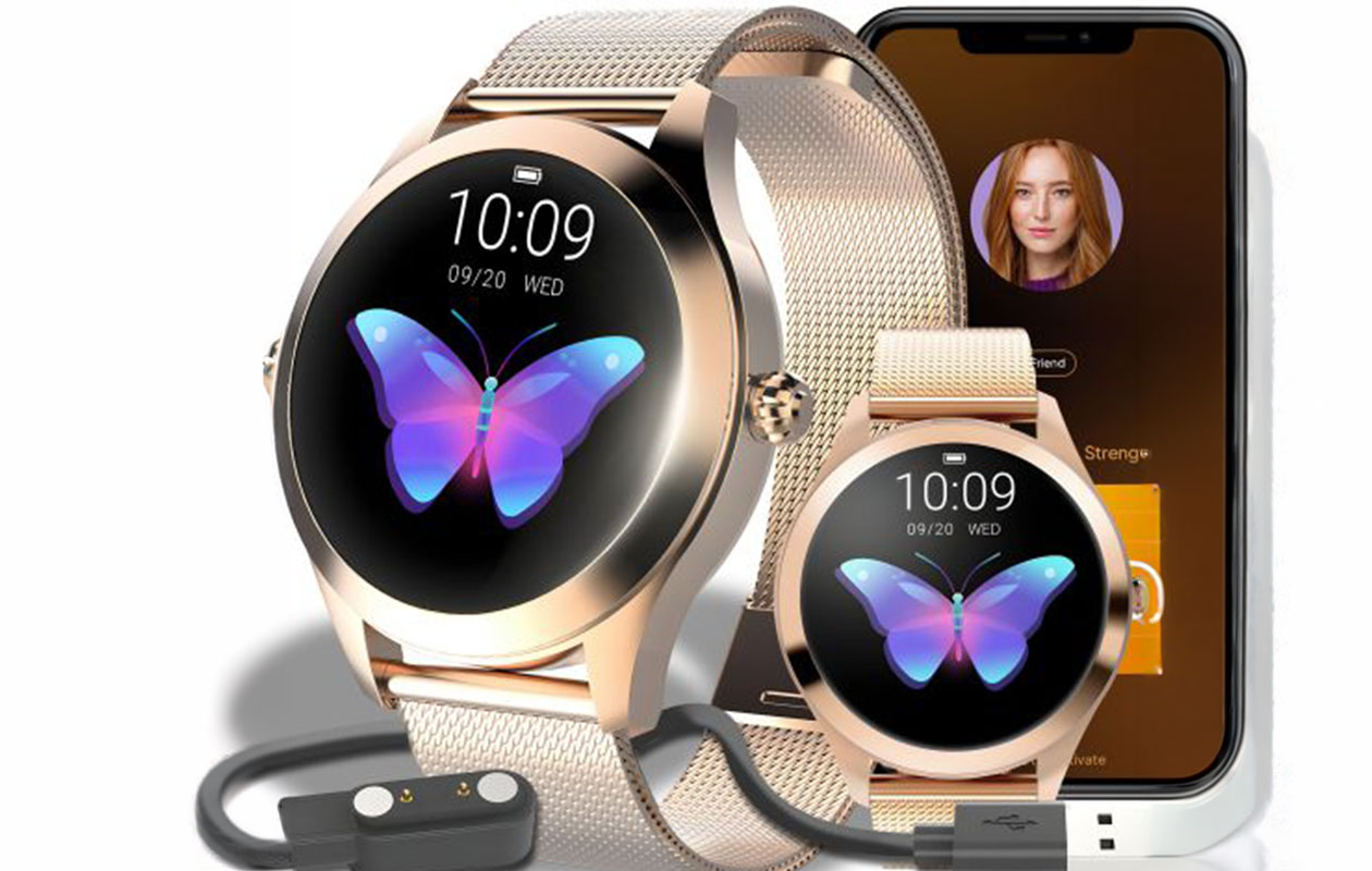 Goudkleurig dames smartwatch met Bluetooth