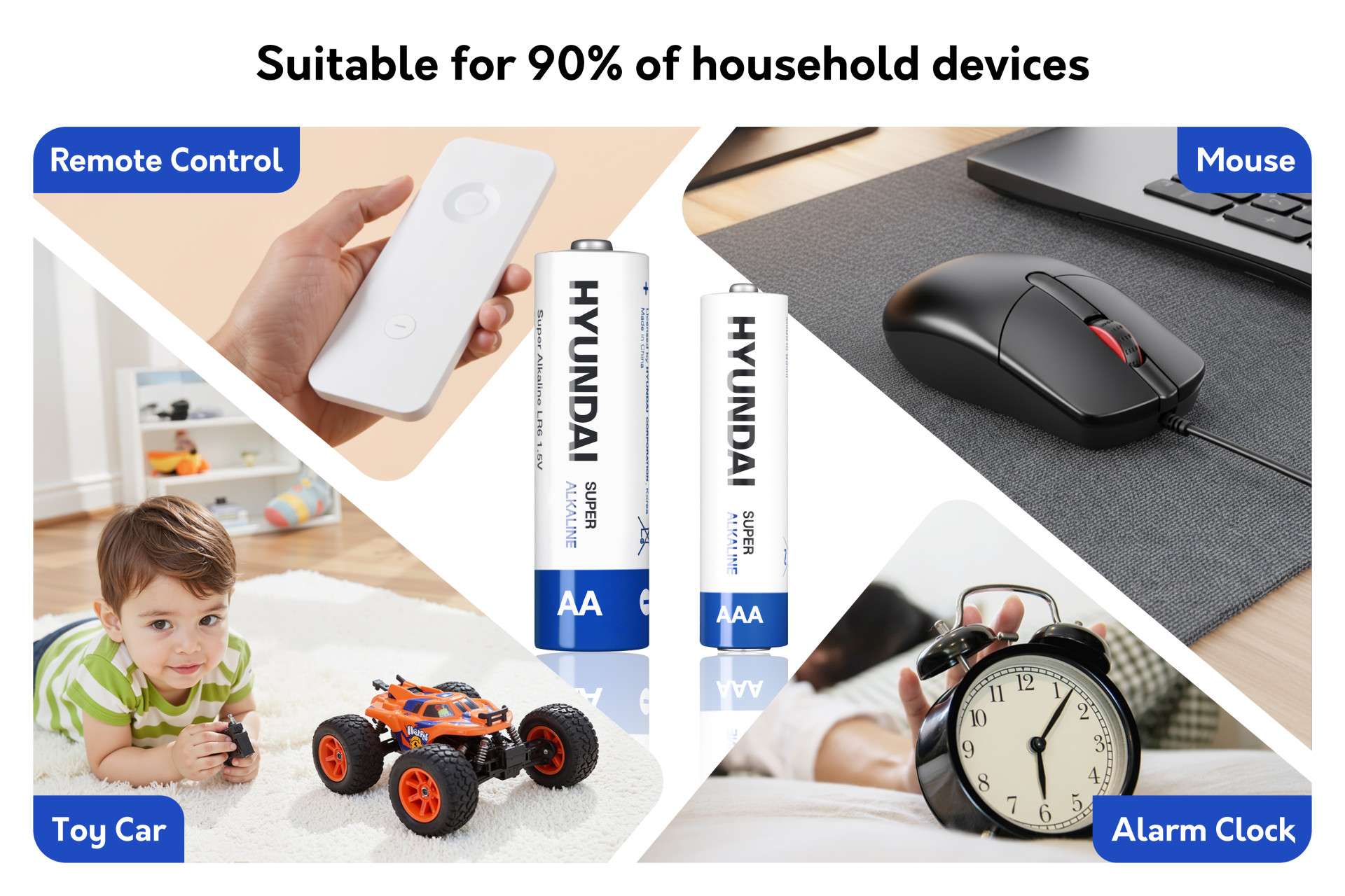 Hyundai Batteries - Super Alkaline AA batterijen - 30 stuks en AAA batterijen - 30 stuks