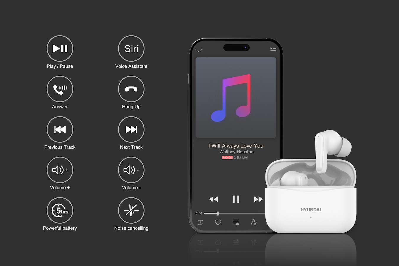 Hyundai Electronics draadloze bluetooth oordopjes