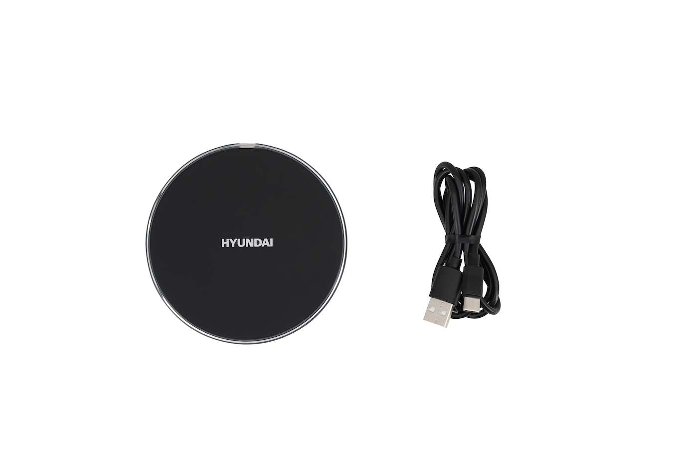 Hyundai Electronics - Draadloze QI Telefoon Oplader met LED-Indicator - Zwart