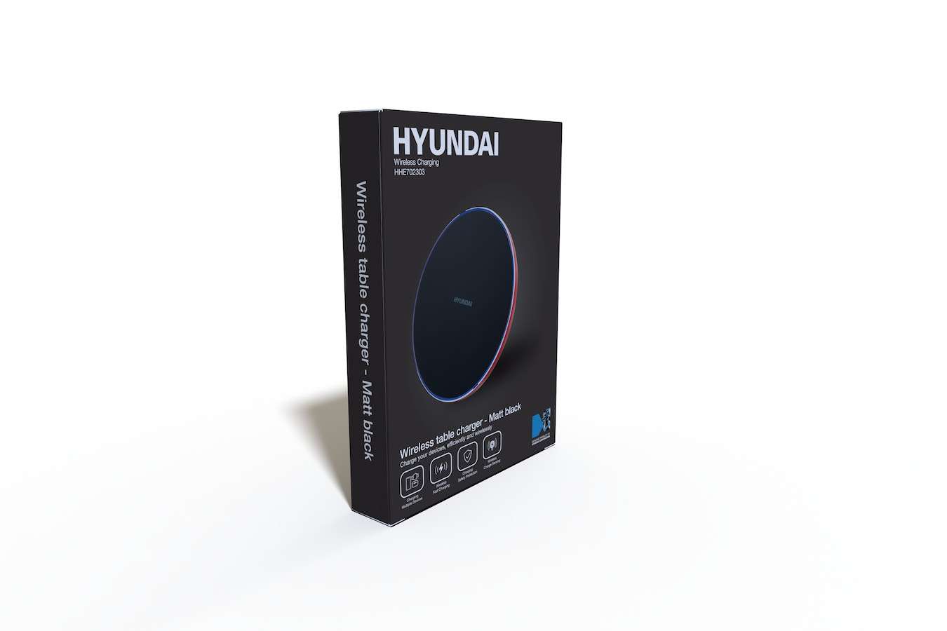 Hyundai Electronics - Draadloze QI Telefoon Oplader met LED-Indicator - Zwart