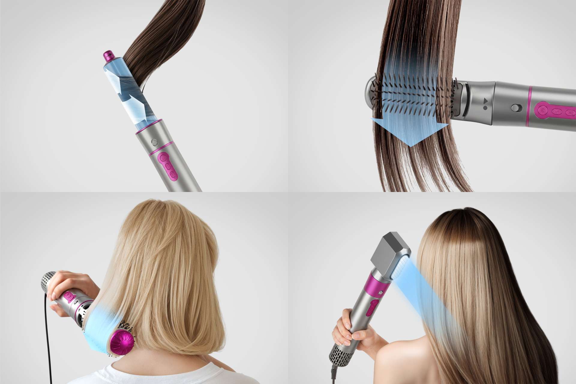 Hyundai Electronics - Elektrische multi styler - 5 in 1 functies - Met opbergdoos - Roze Grijs