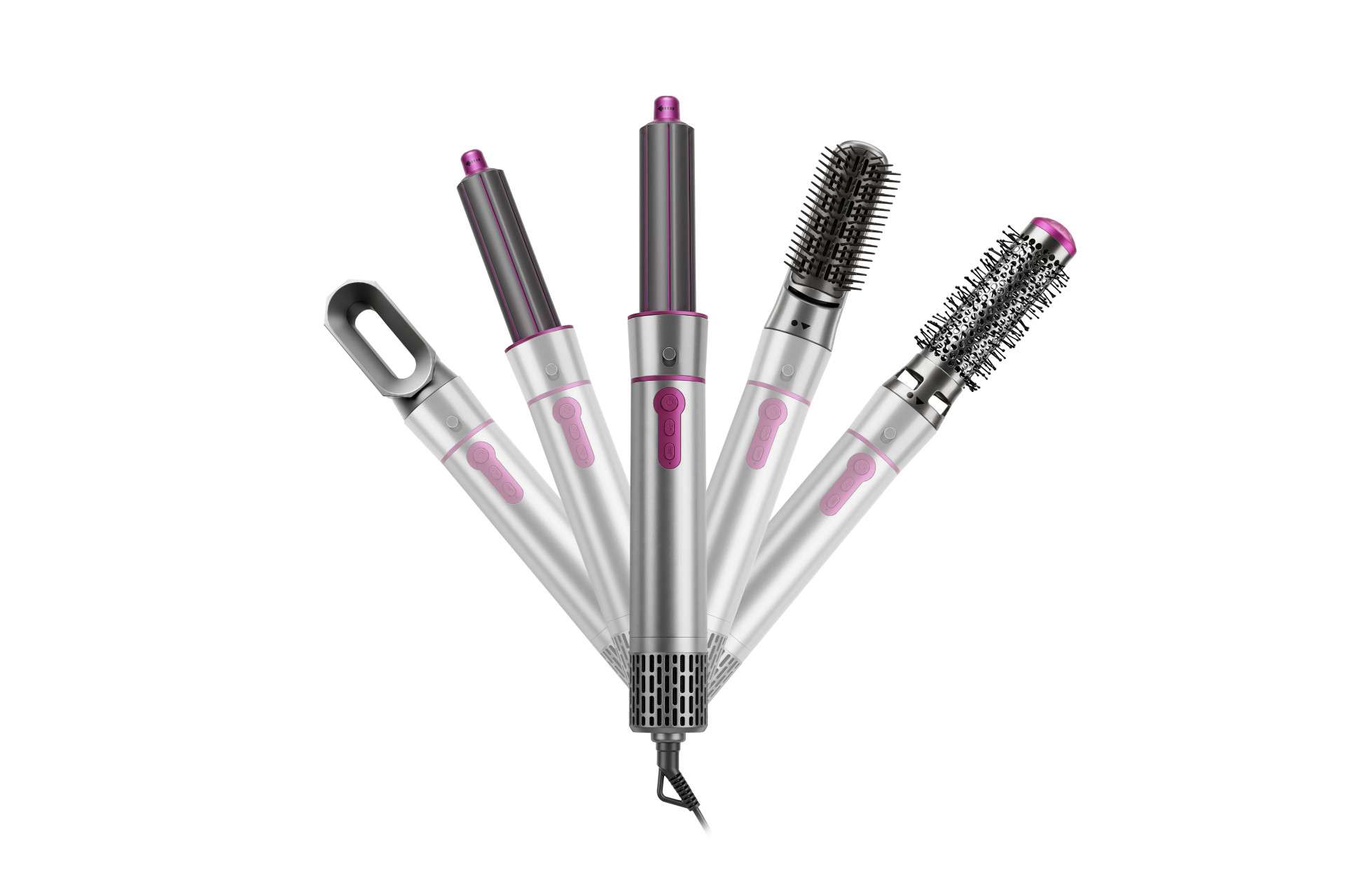 Hyundai Electronics - Elektrische multi styler - 5 in 1 functies - Met opbergdoos - Roze Grijs