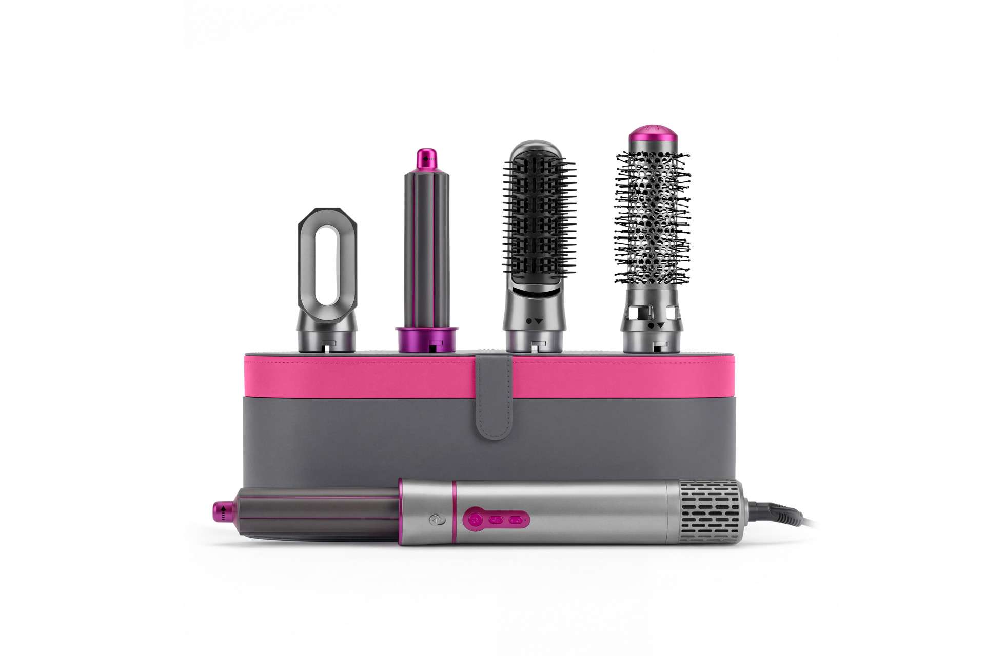 Hyundai Electronics - Elektrische multi styler - 5 in 1 functies - Met opbergdoos - Roze Grijs