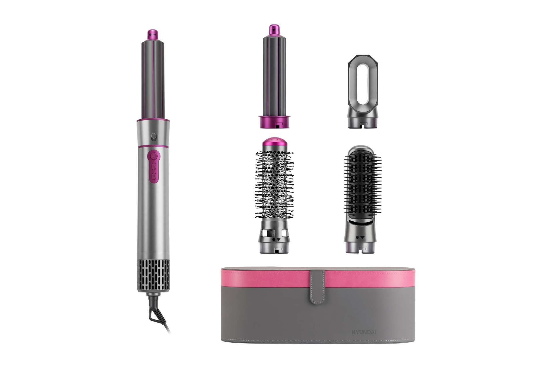 Hyundai Electronics - Elektrische multi styler - 5 in 1 functies - Met opbergdoos - Roze Grijs