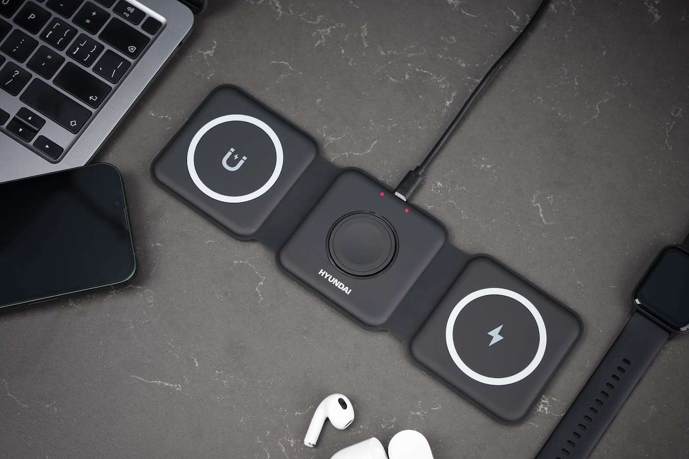 Hyundai Electronics - Magnetisch opvouwbaar oplaadstation - 3 in 1