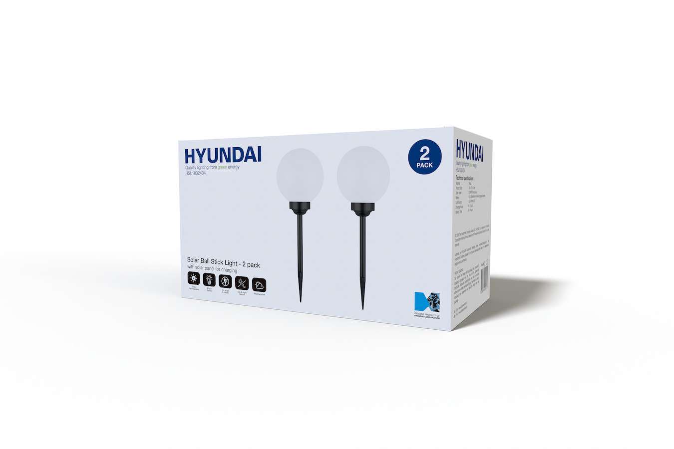 Hyundai Lighting - Solar padverlichting - Bal stick light - 2 stuks