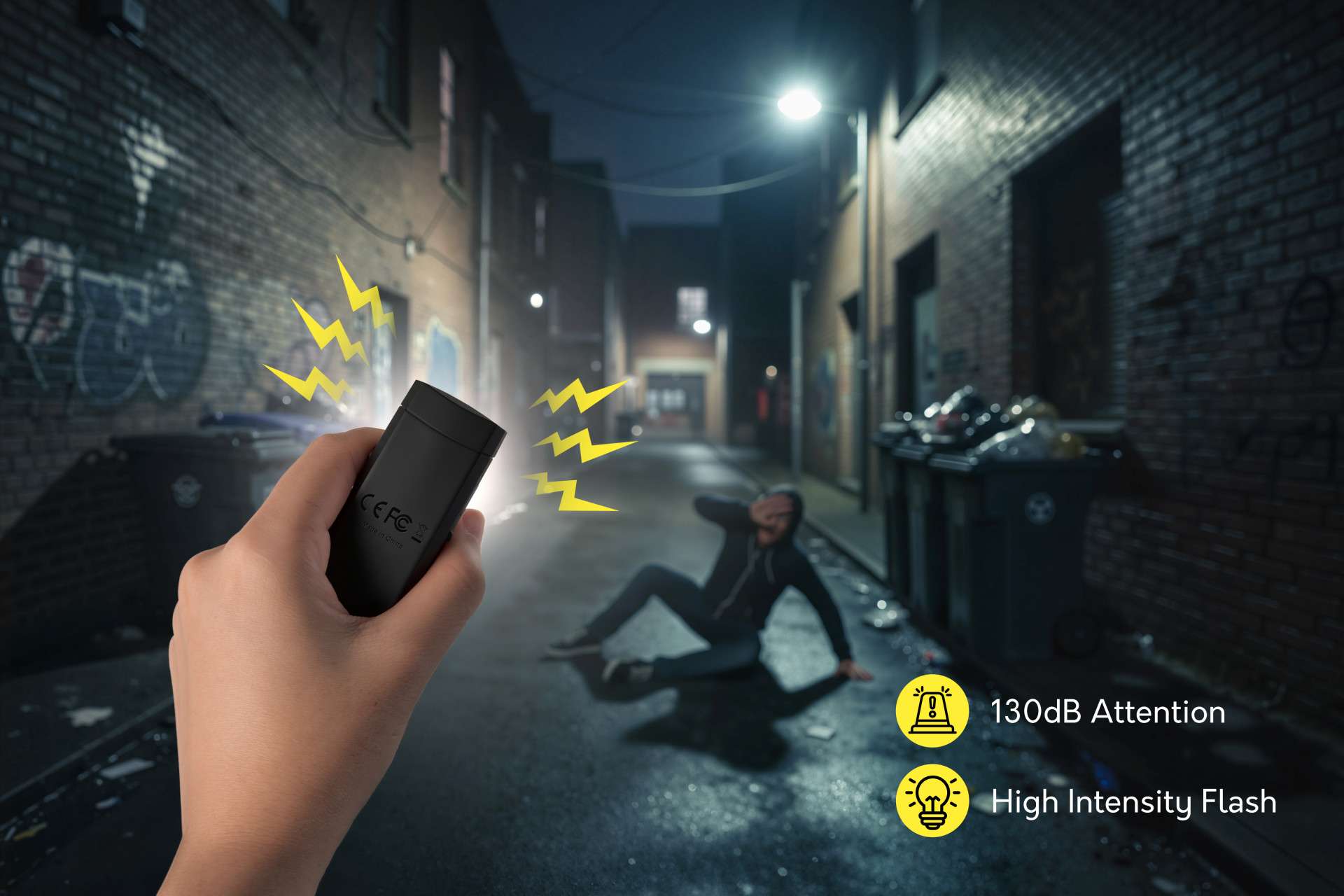 Persoonlijk veiligheidsalarm met SOS-LED-licht