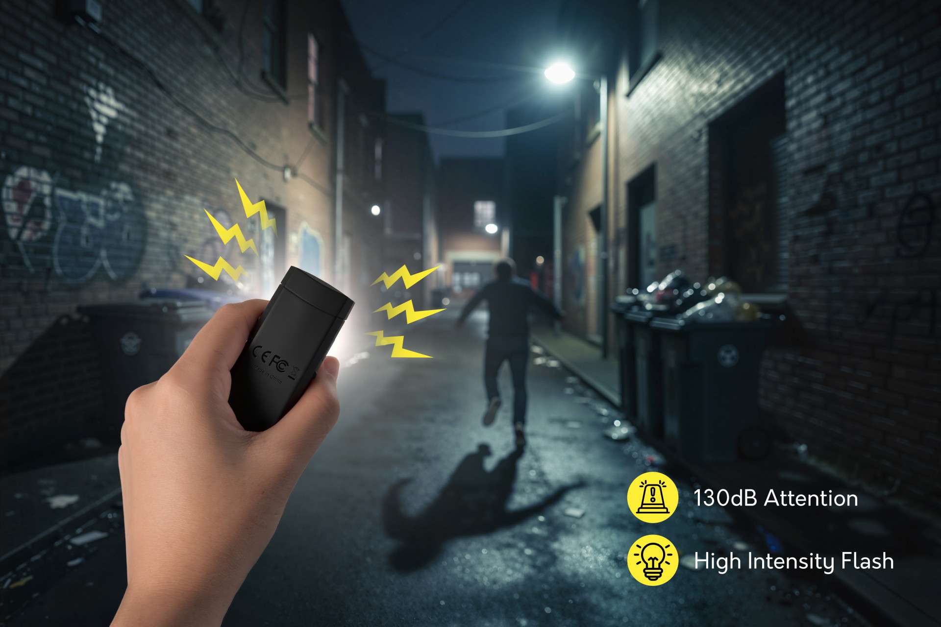 Persoonlijk veiligheidsalarm met SOS-LED-licht