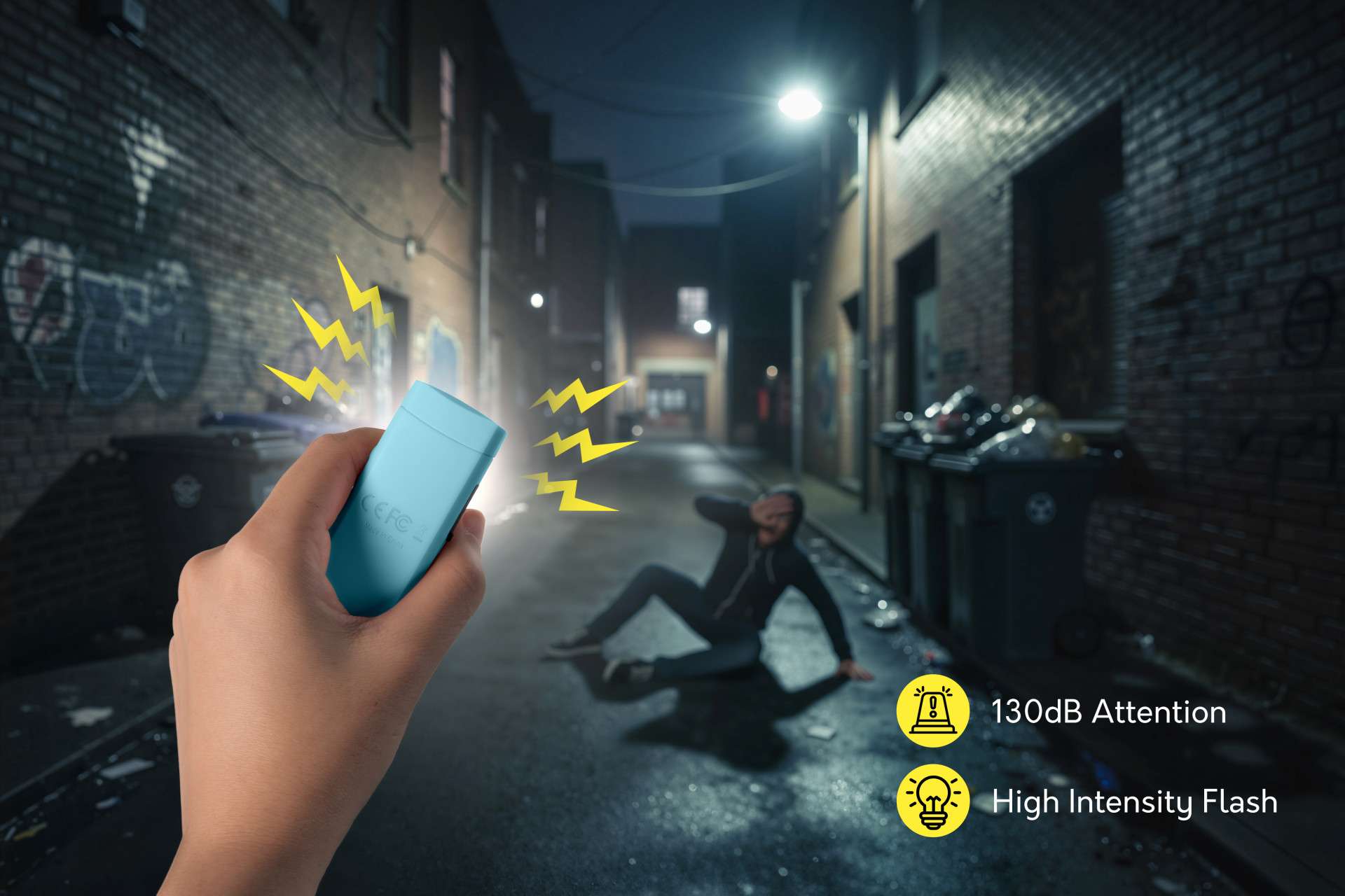 Alarme de sécurité personnelle - Avec sirène d'urgence 130 dB & LED SOS