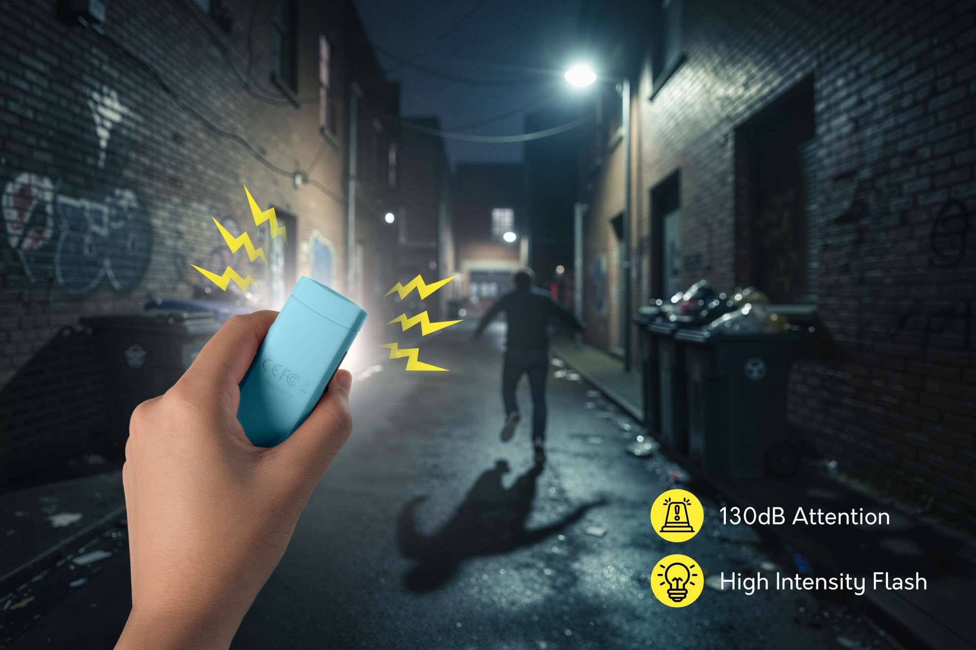 Alarme de sécurité personnelle - Avec sirène d'urgence 130 dB & LED SOS