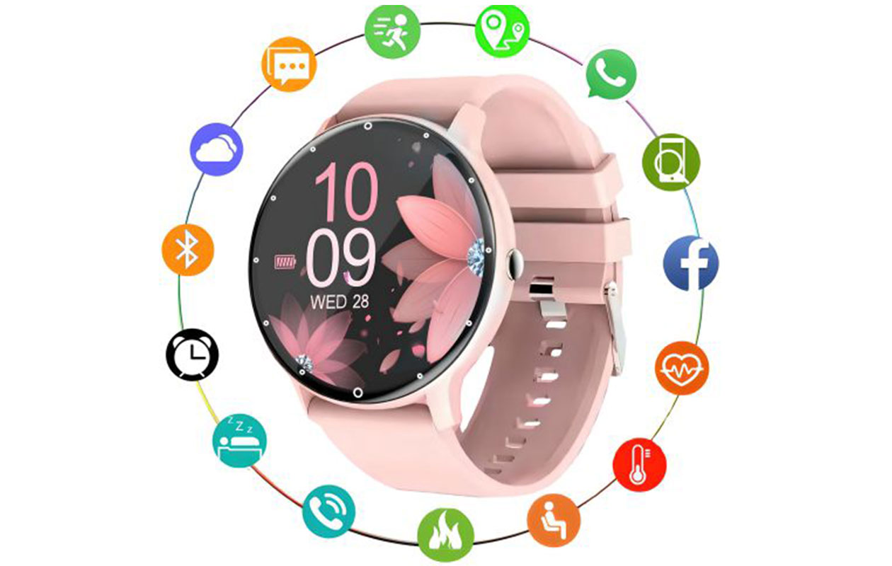 Roze dames smartwatch met Bluetooth
