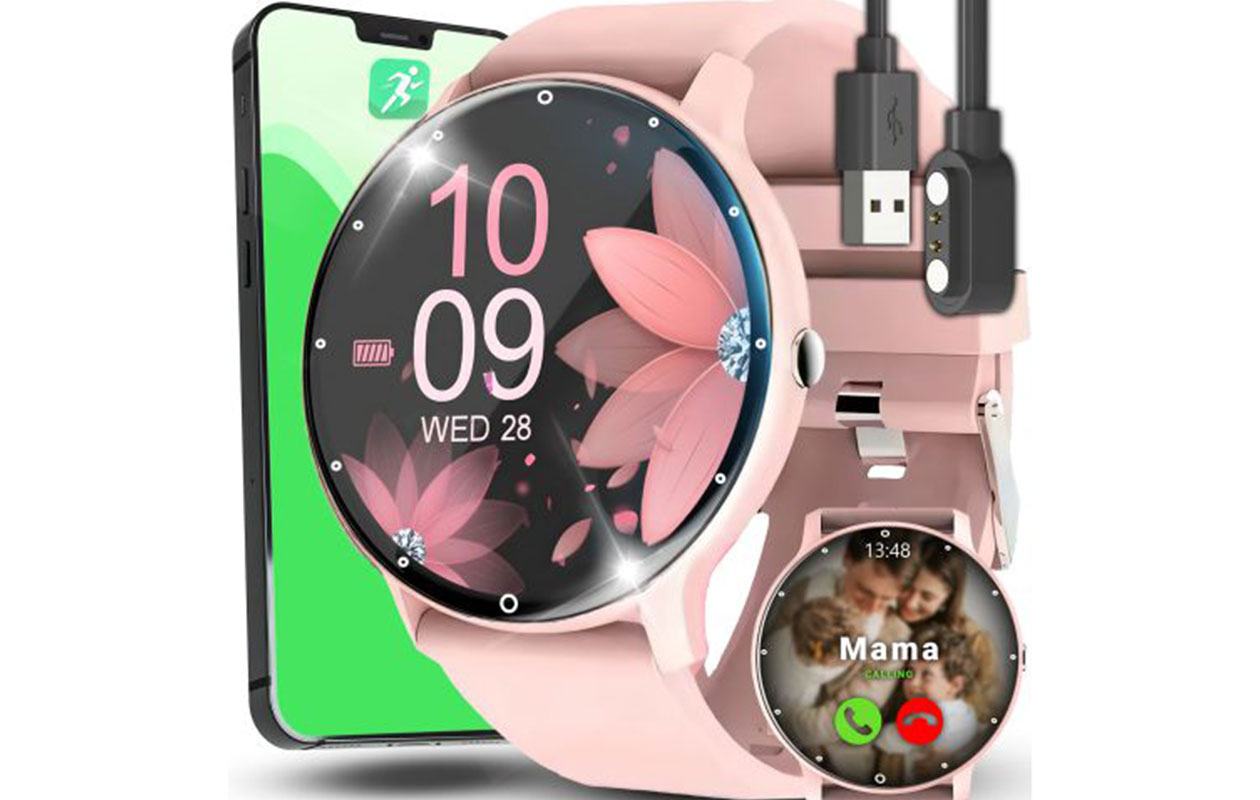 Roze dames smartwatch met Bluetooth