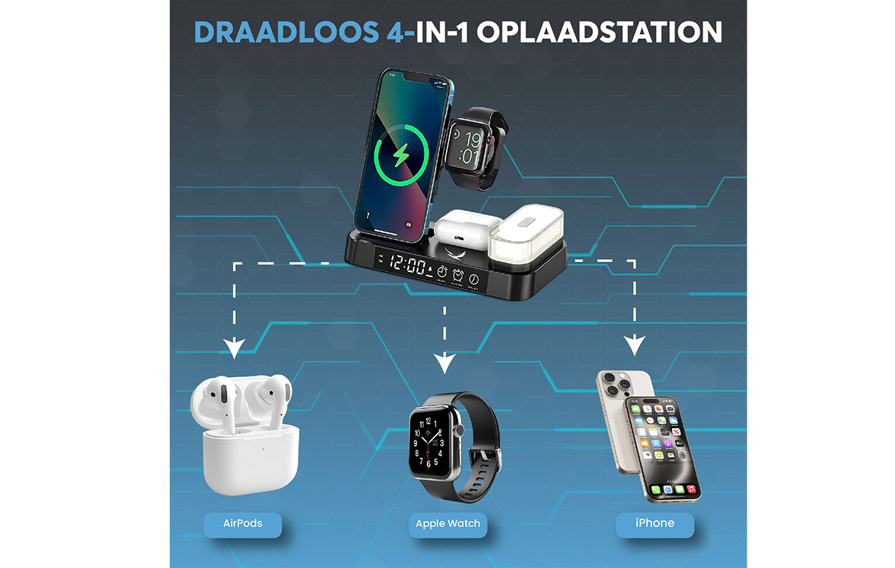 Silver Eagle 4-in-1 draadloos oplaadstation 