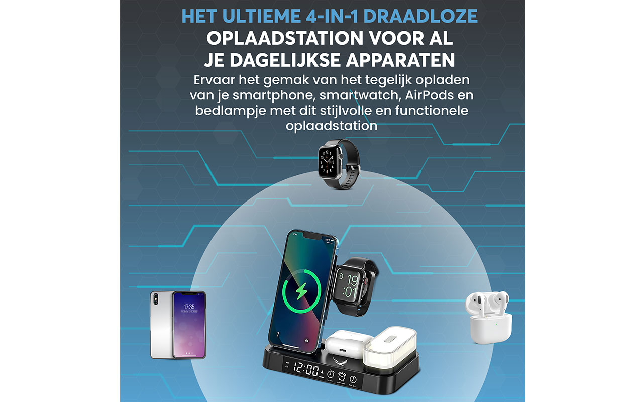 Silver Eagle 4-in-1 draadloos oplaadstation 