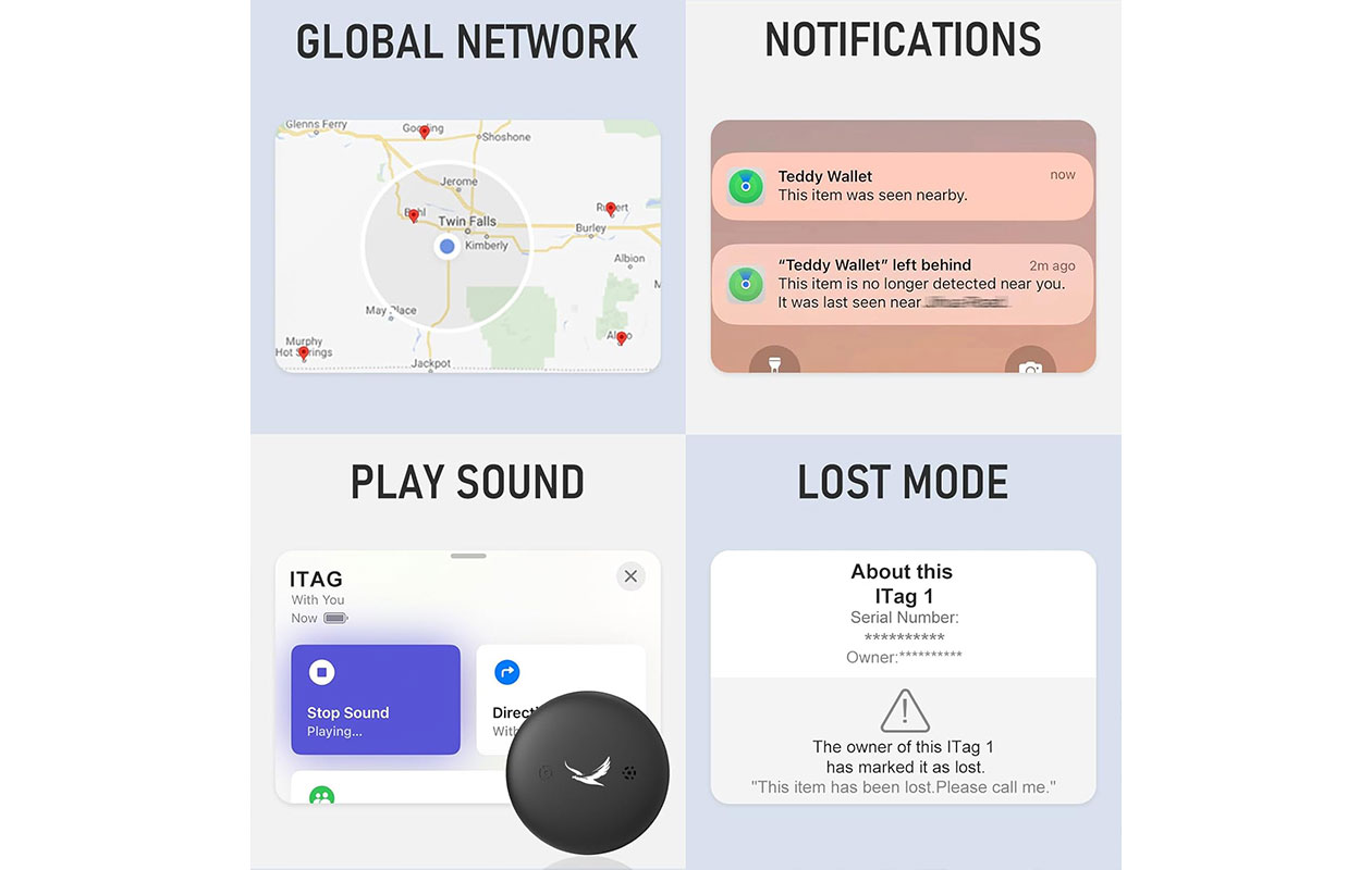 Silver Eagle slimme bluetooth tracker tag - 4 stuks