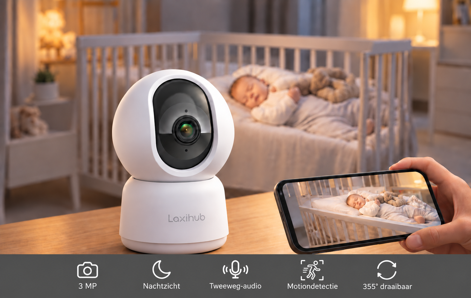 Babyphone intelligent 3MP Wifi avec fonction de mouvement