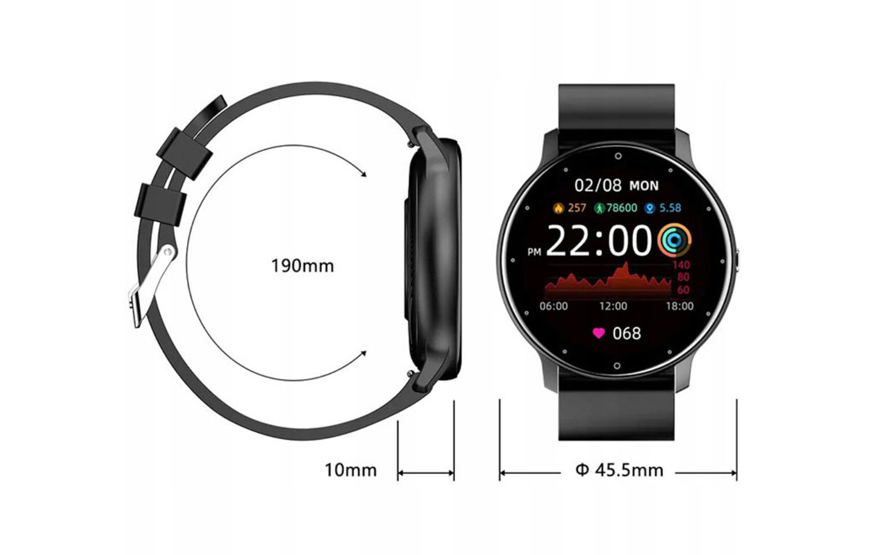 Smartwatch met Bluetooth zwart